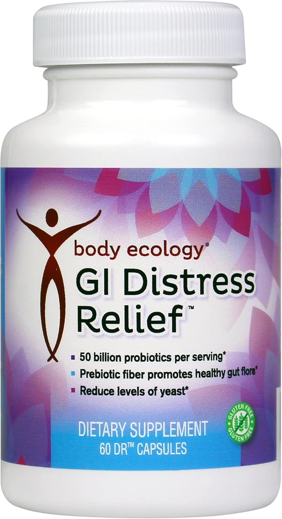 Body Ecology GI Distress Reljef -- Probiotikas Papildinājums - Gut Support -- Non-GMO -- 60 Skaits