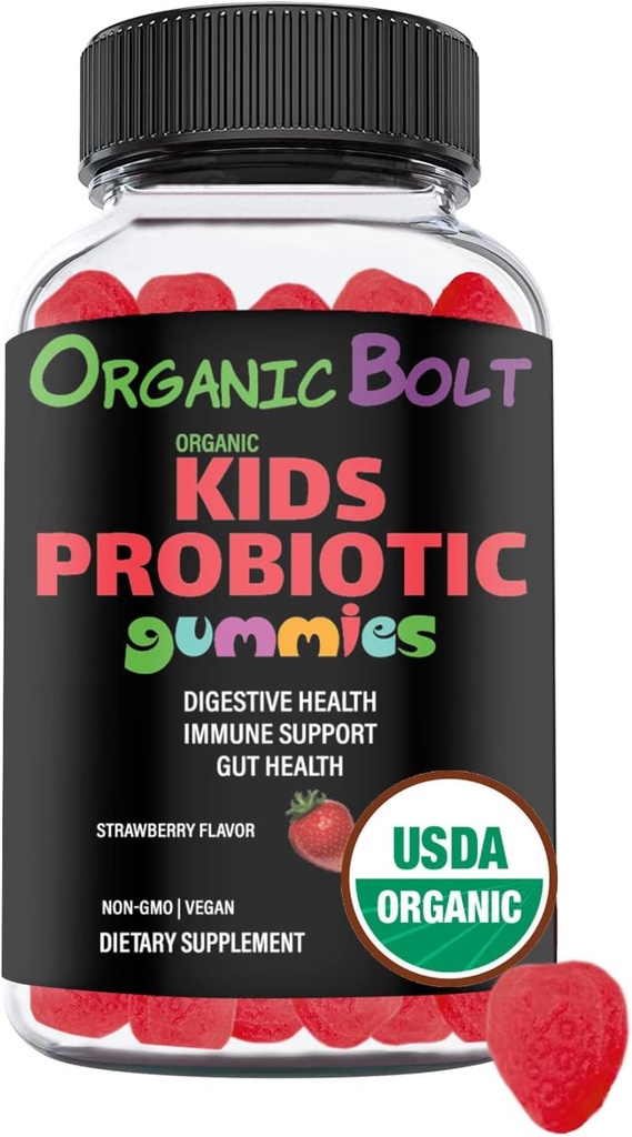 USDA Organic & Vegan Kids Probiotikas Gumies 30 Kalpo, 2.5 miljardi KVV, Gluten & Želatīns bezmaksas.  ) Dabīgi uzliesmojošas probiotikas bērniem