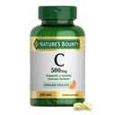 Dabas Bounty vitamīns C 500mg, Atbalsta veselīgu imūno sistēmu, Dienas vitamīnu papildinājums, 250 Veģetārās tabletes