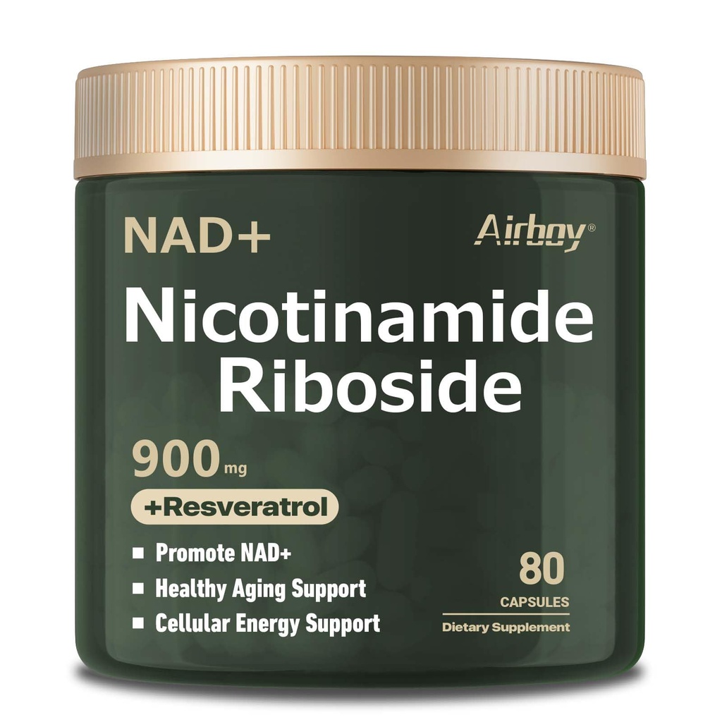 Airboy Liposomālais Nikotinamīds Riboside 900 mg, NAD Papildinājums ar Resveratrol & Quercetin, Trešās puses testēts, Anti-Aging, Enerģija, Focus- 80 Count