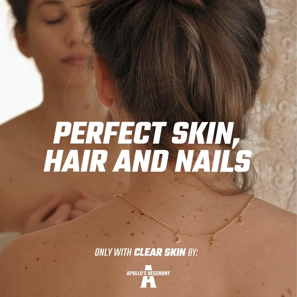 APOLLO'S HEGEMONY Clear Skin - 180 Vegan kapsulas - vitamīns B5 200mg (pantotēnskābe) un acetil-L-karnitīns 70mg, anti-acne, uzlabota ādas veselība, vitamīns B5 papildinājums