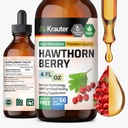BIO KRAUTER Hawthorn Berry Extract Tincture - Dabiskais Hawthorne Berry papildinājums - 100% tīra formula - Vegāns Cukurs un alkohols Bez - 4 Fl. Oz. - 56 Piegādes diena