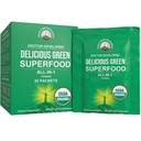 Peak Performance Organic Greens Superfood Powder Single Serve Travel Packets. Labākais garšojošs Organisks zaļās sulas Super Food ar 25+ Visas dabīgās sastāvdaļas Max Energy. (20 Pack)