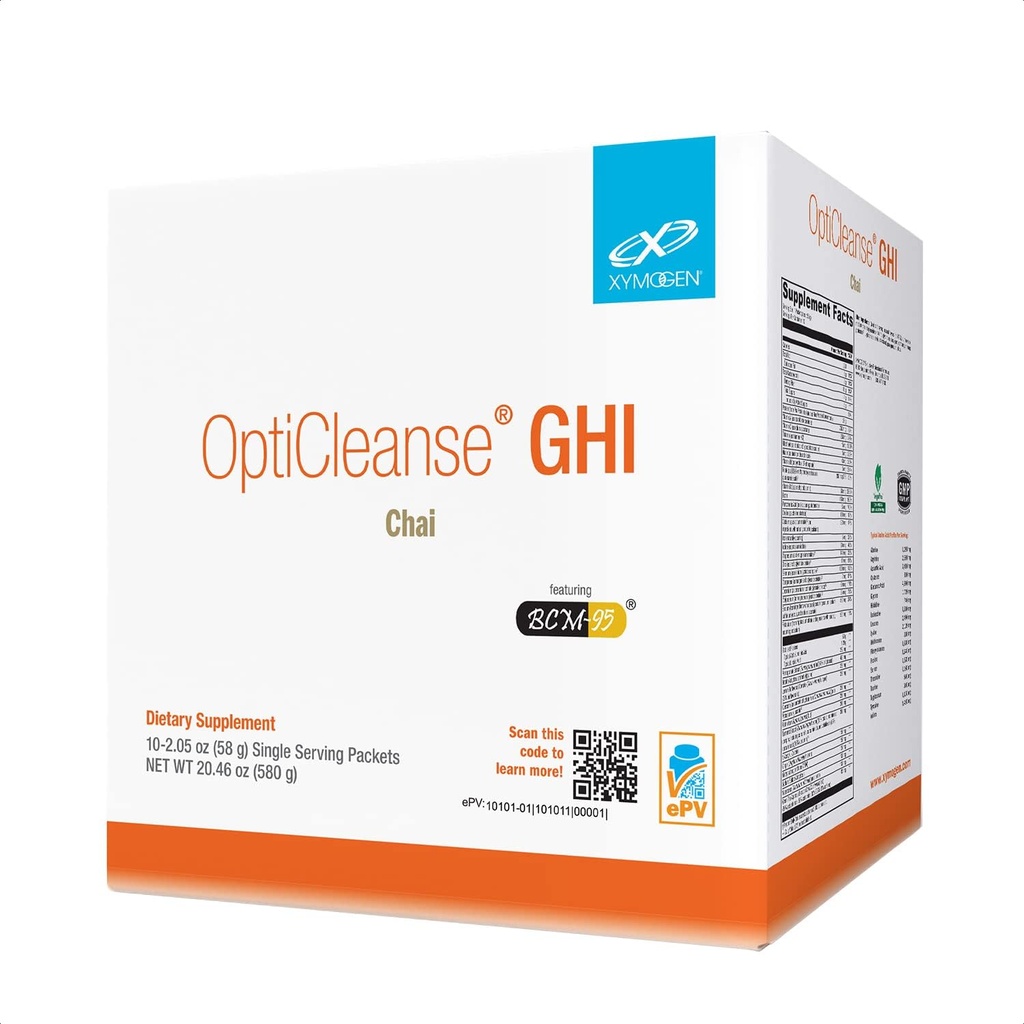XYMOGEN OptiCleanse GHI Detox tīrīšana - Vegāna proteīns Pulveris ar vitamīniem, fitoelementi, minerālvielas, lai palīdzētu aknu detox, citokīnu līdzsvars, un Gut veselības atbalsts - Chai (10 Packets)