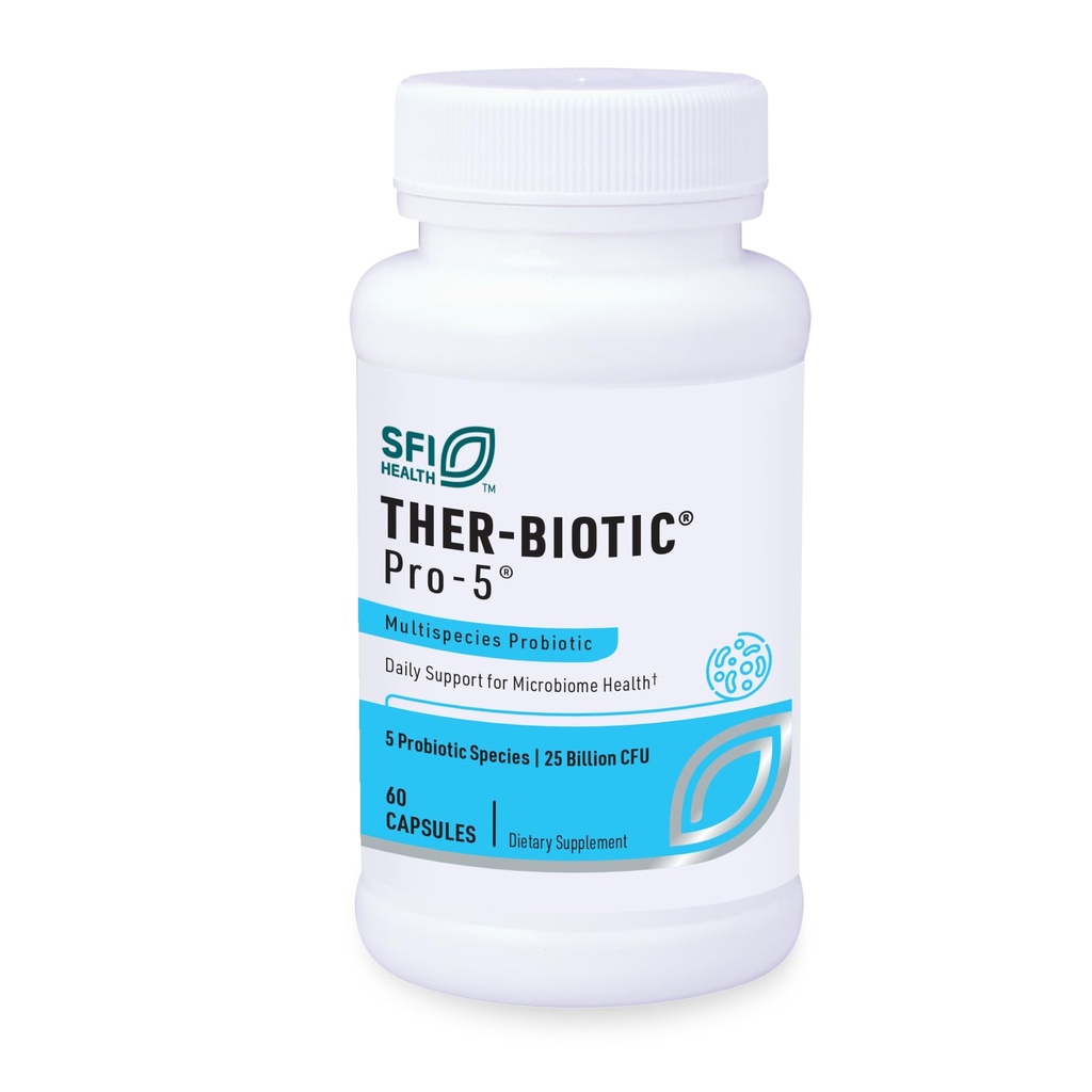 Klaire Labs SFI Health Pro-5 Probiotic - 25 miljardi KVV KVV lielās devās Daudzsugu Gut Rekolonizācija Atbalsts vīriešiem un sievietēm, Hipoalerģiska un bez piena (60 kapsulas)