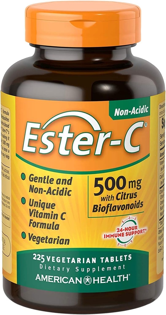 Estera-C Amerikas veselība ar Citrus Bioflavonoids Vegetarian tabletes, 24-Hour Imūnsupport, Maiga uz kuņģa, Ne-Acidic vitamīns C, Non-GMO, Gluten-Free, Vegan, 112 Servings, 500 mg, 225 Count