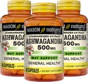MASON NATURAL Ashwagandha 500 mg, adaptogēns stresa un enerģijas atbalstam, augu papildinājums, 180 dienu piegādes