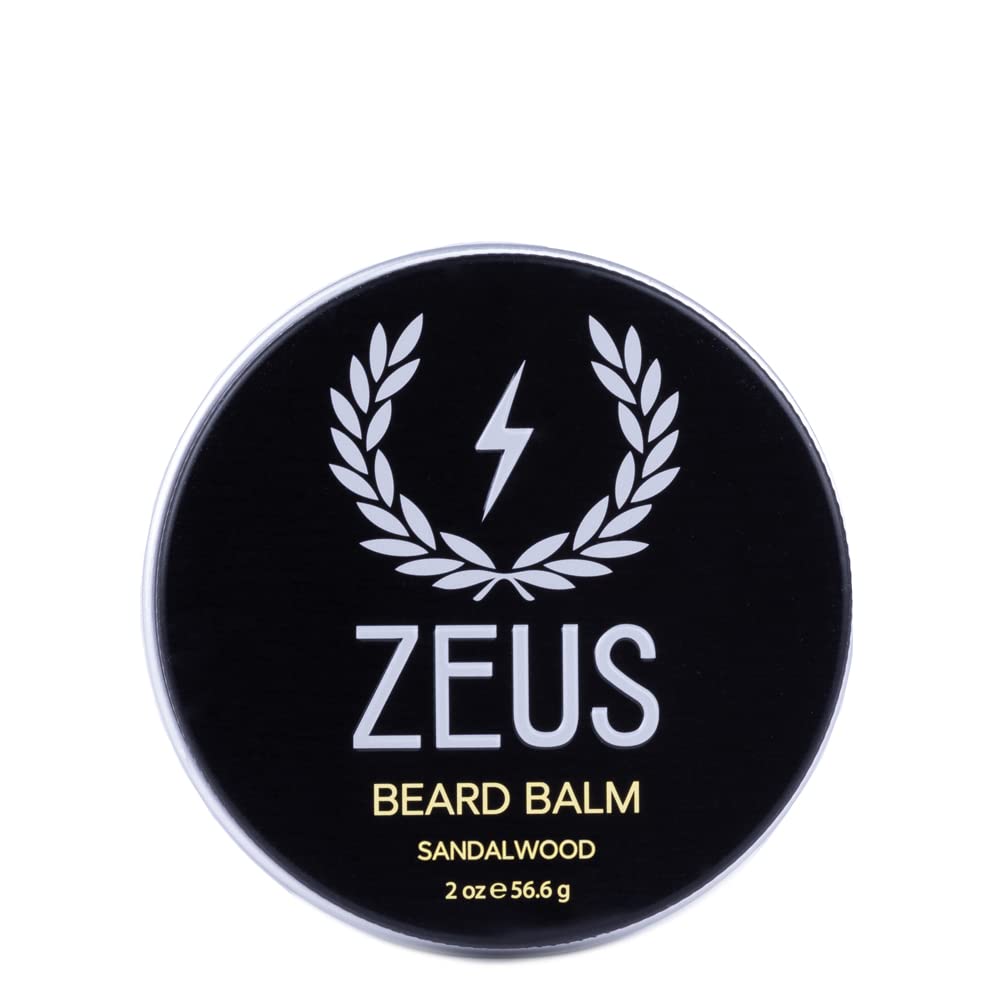 ZEUS Beard Balm, Dabīgs Bišu vasks un Shea sviests Balm, Mīkstinošs kondicionieris sejas matiem - MADE ASV (Sandalwood) 2 oz.