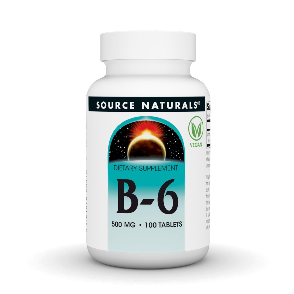 Avots Naturals B-6 vitamīns, Imūnās sistēmas atbalsts* -500 mg, 100 tabletes