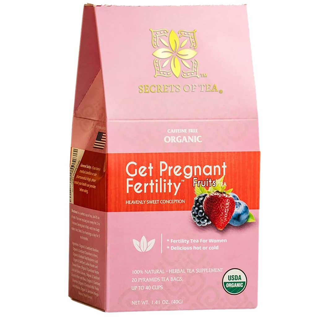 Tējas auglības noslēpumi Tēja sievietēm - Chaste Berry Tea ar sarkanu aveņu lapu balansa un cikla atbalstam - Grūtniecība Tējas atbalsta pirmo Trimester Wellness - 20 Count - 1 Pack