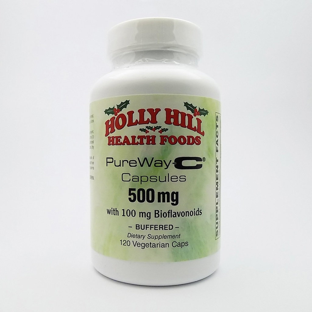 Holly Hill Health Foods, PureWay-C 500 MG ar 100 MG bioflavonoīdiem, buferētas, 120 veģetārās kapsulas