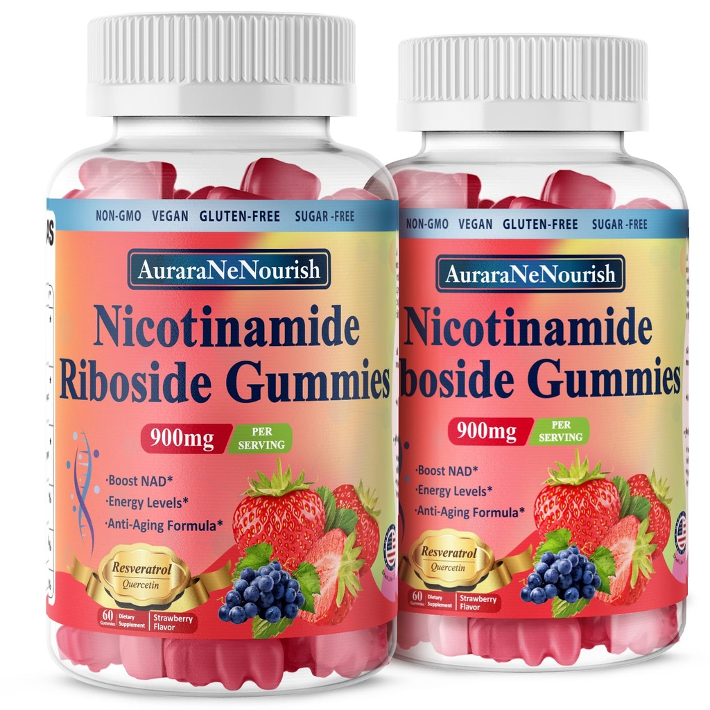 2 Pack NAD Resveratrol papildinājums, bez cukura 900mg Gumijas ar Quercetin, kolagēns, vitamīnu atbalsts Anti novecošanās, šūnu reģenerācija, enerģijas Boost, ādas uzlabošana sievietēm vīriešiem