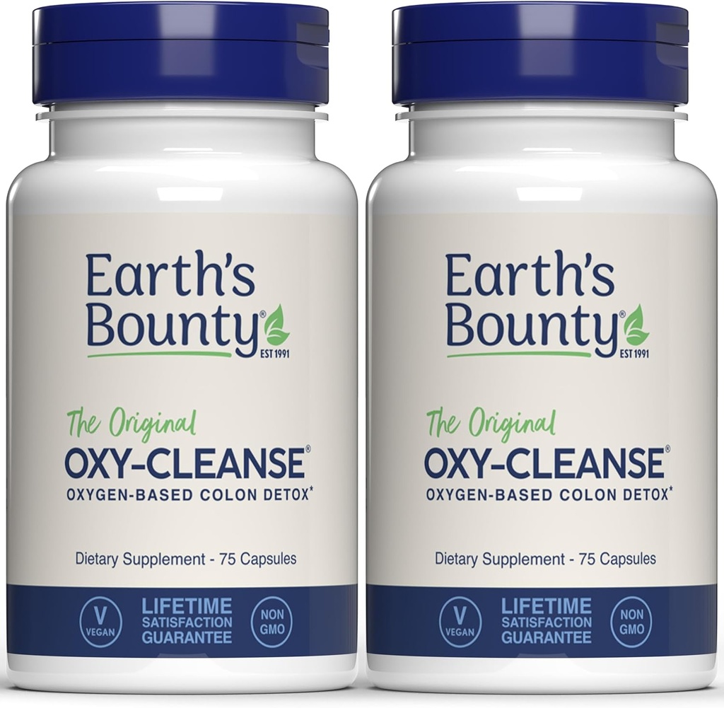 Zemes Bounty Oxy-Cleanse Colon kondicionieris - Maigas kolonnas tīrīšana gremošanas traktam - Aizcietējums Reljefs - Dabīga kolonna Detox - 75 Kapsulas - 2- Iepakojums