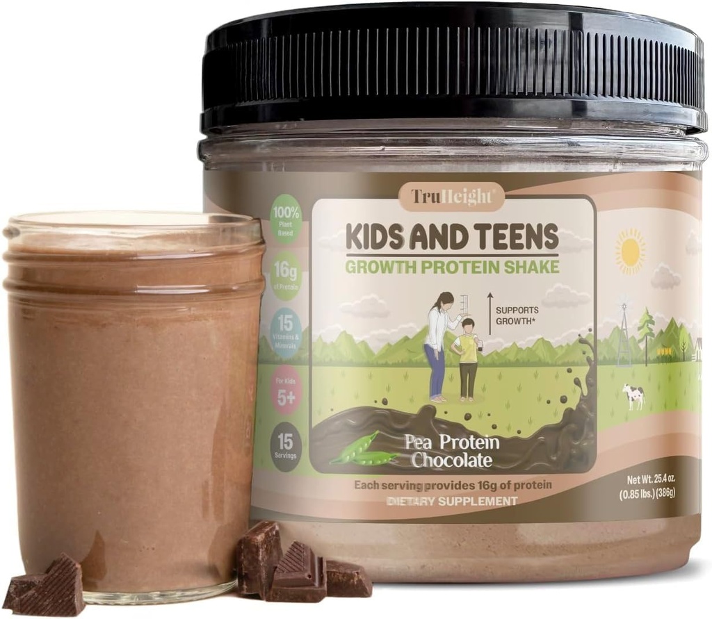 TruHeight Growth Protein Shake (šokolāde Piena Uzliesmojums, Augu) Dabas augšanas un attīstības Proteīns Pulveris bērniem un pusaudžiem - Svars Gain Drinks, ko apstiprina pediatri, Picky Ēter vitamīns, laikmets 5+