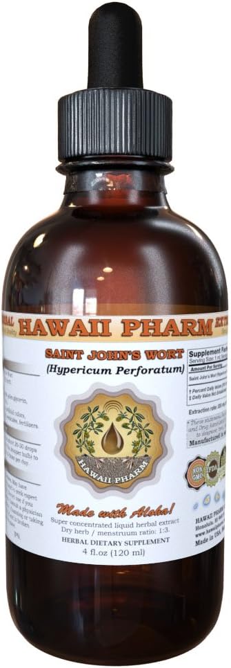 Hawai Pharm Saint John's Wort (Hypericum Perforatum) Šķidrais ekstrakts Tinktūra 4 Oz (120ml)