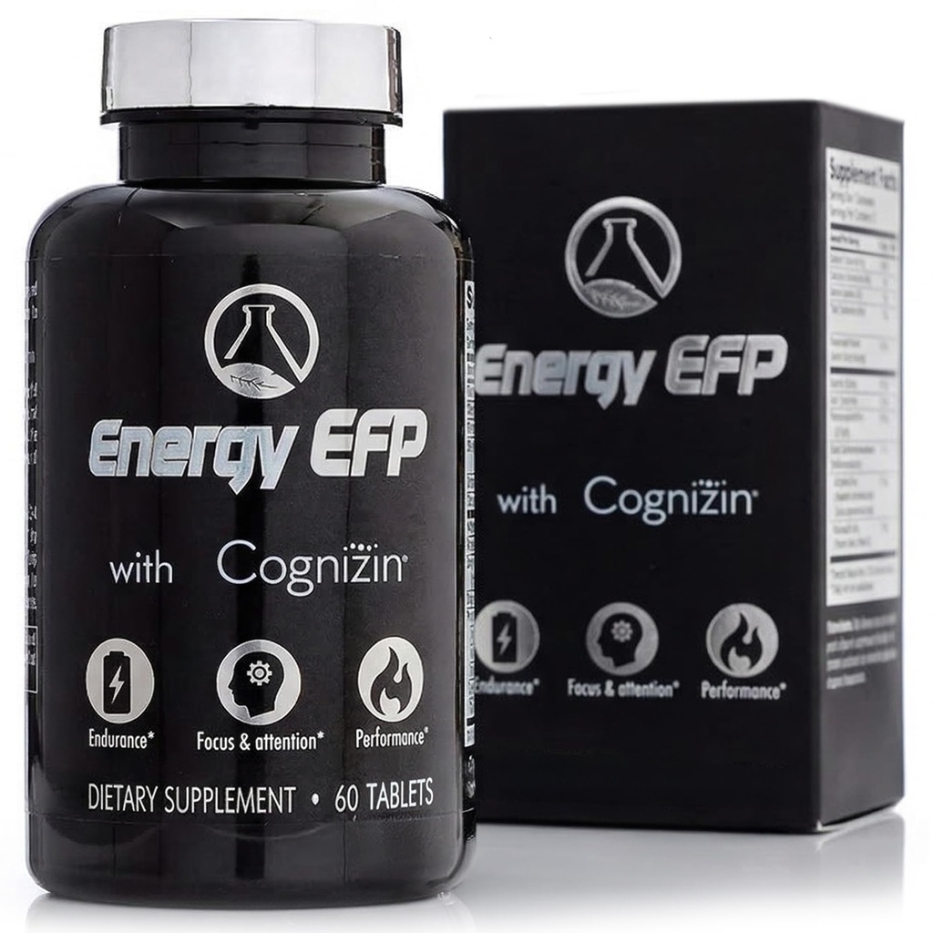 Enerģijas EFP smadzeņu pastiprinātājs - 60Ct Nootropās enerģijas papildinājumi Focus & Stamin with Citicoline, vitamīns B, Ashwagandha, L-Teanine, Ginseng