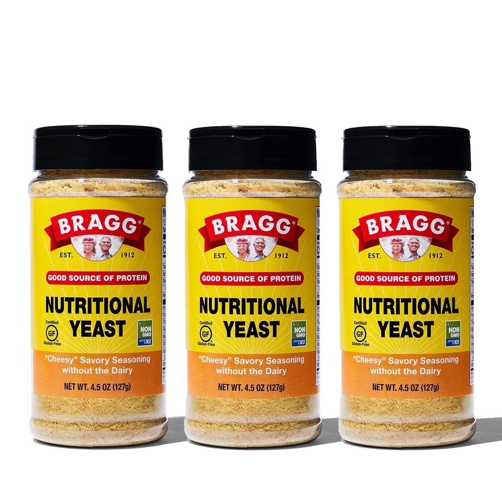 Bragg Uztura rauga sezonas – Vegan, bez lipekļa siera pārslas – labs avots olbaltumvielu un vitamīnu – uzturs Savory Parmesan Siers aizstājējs – NeĢMO Verified, 4.5 unce, 3-Pack