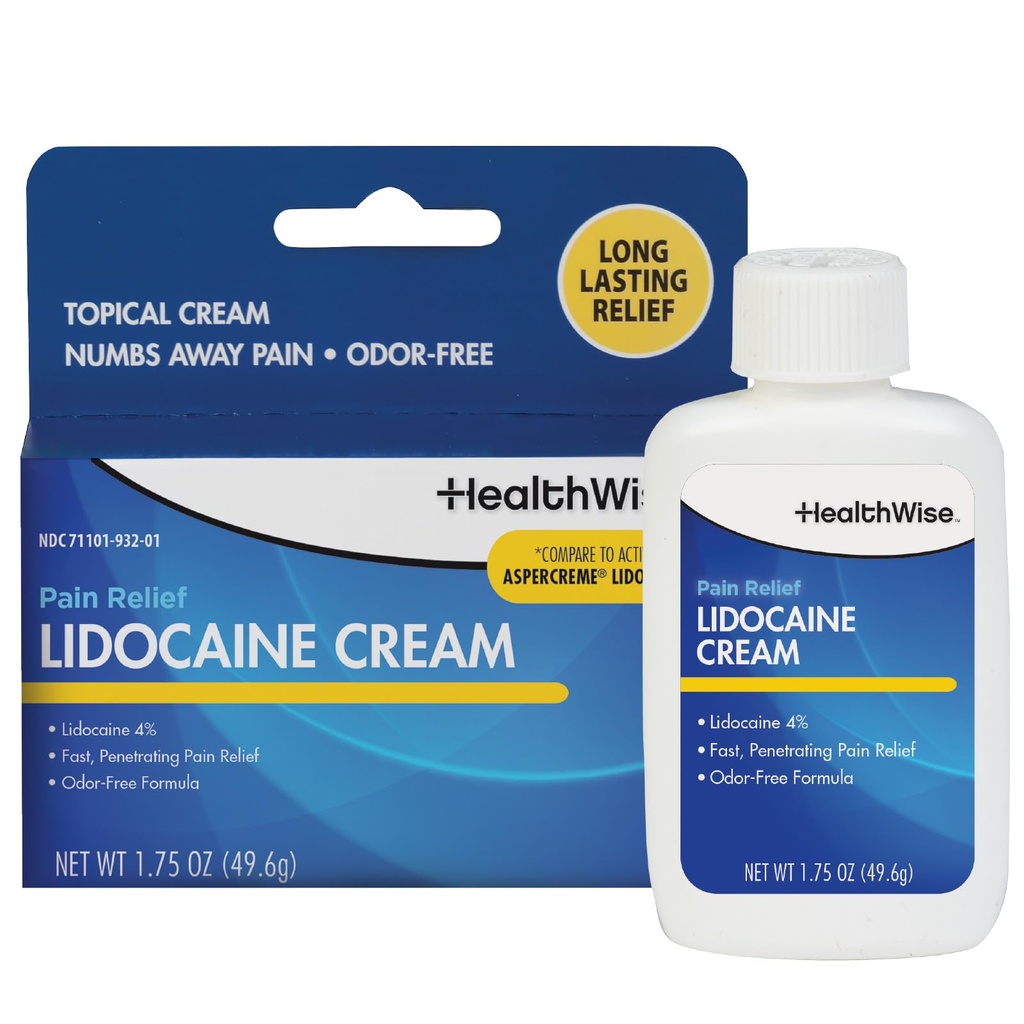 HealthWise maksimālais stiprums Lidokaīna krēmu ; Numbs Away Sāpes ; Ilglaicīgs Reliefs ; Non-Greasy ; 1.75 Oz