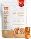 310 Uzturs All-In-One Maleal Replacement Shake Powder - augu izcelsmes proteīns Smoothie Blend w/High Fiber, probiotikas un adaptogēni - zema Carb, Vegan, Keto & Paleo Friendly - Caramel Sundae - 28 Srv