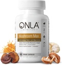 ONLA Vegan Sēņu Papildinājums - 10-in-1 Lauvas Mane Sēnes, Reiši Sēnes, Cordyceps, Shiitake - Sēņu kapsulas Imūnsistēmai, Dabiskas Smadzeņu piedevas atmiņai un fokusam (60 Cap)