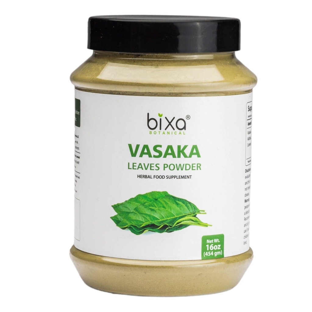 Bixa BOTANICAL Vasaka Leaf Powder (Heat) no ķermeņa, nesatur lipekli, ne GMO, apstrādāts ar tvaiku, vegans, 100% tīrs.