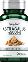 Piping Rock Astragalus Saknes ekstrakts Kapsulas - 4500mg - 90 Skaits - Veģetārs, ne-GMO, bez lipekļa Papildinājums