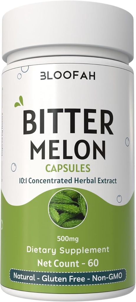 Bitter Melon Fruit Capsules 500mg - Momordica charantia - 10:1 Ekstrakts - Pure & Potenent Herbal Papildinājums -- Non-GMO, Gluten-free GMP-Sertificēts Ilgtspējīgi Iegūts (60 Skaits (1. iepakojumā))