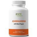 PureNature Ashwagandha ar melno piparu ekstraktu 60 Veggie kapsulas