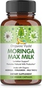 Organic Veda Moringa Max Milk Zīdīšanas papildinājums (120 kapsulas) - 1800mg Super Streng Organic Vegan komplekss ar Grieķu, Piena dadzis, Moringa Leaf & Sēklas zīdīšanas Piena piegādes