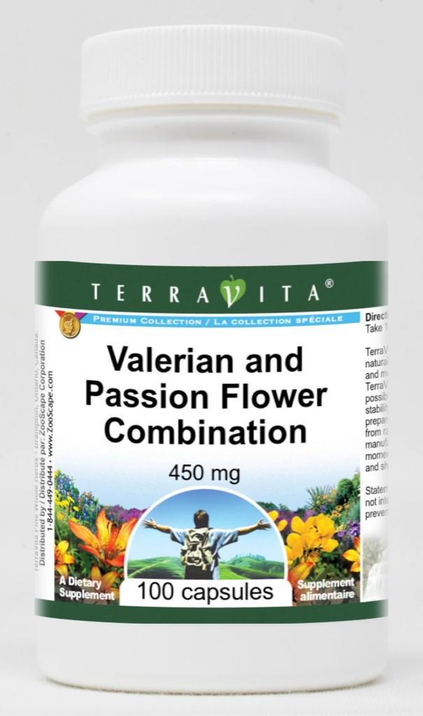 Baldriāna un Passion ziedu kombinācija – 450 mg (100 kapsulas, ZIN: 513631)