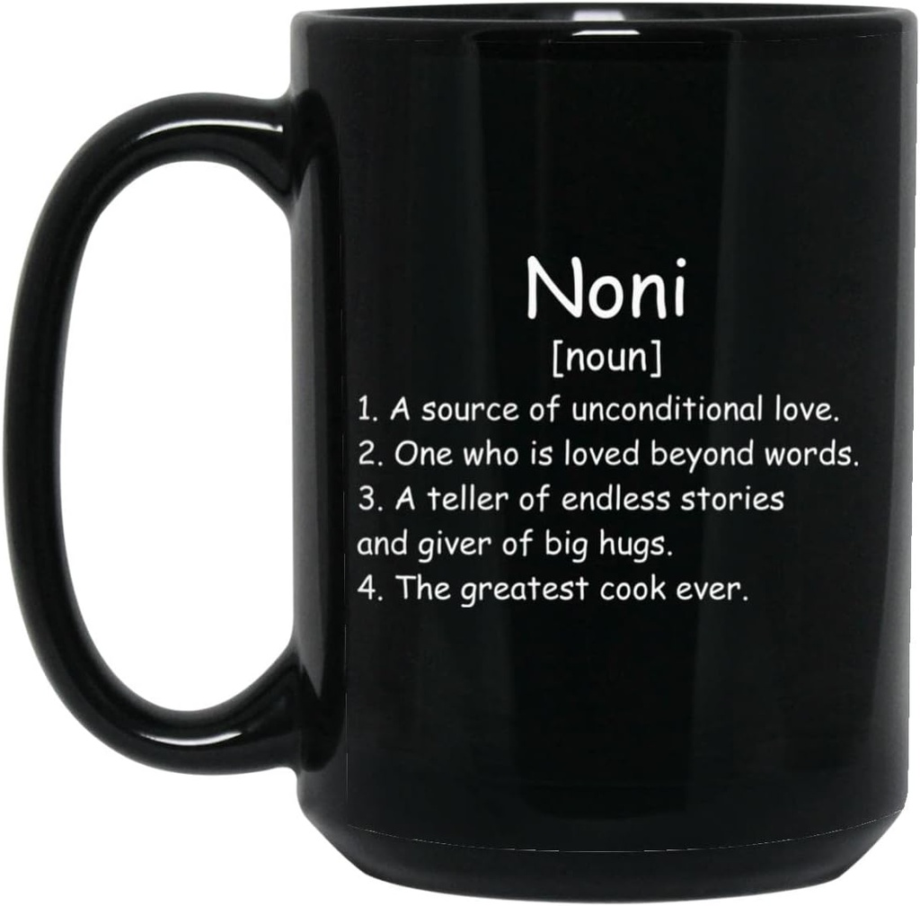 Noni Noun Coffee Mug (Melnā) - Noni Definition Mug - Dāvanas Noni - Dzimšanas dienas Dāvanas Noni - Noni Dāvanas - Māmiņu Dienas Dāvanas - Ziemassvētku Dāvanas 15oz