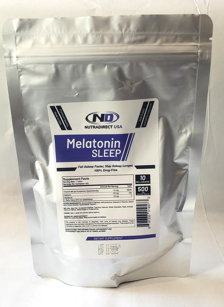 NutraDirect Melatonin 10mg Time Release - 500 tabletes