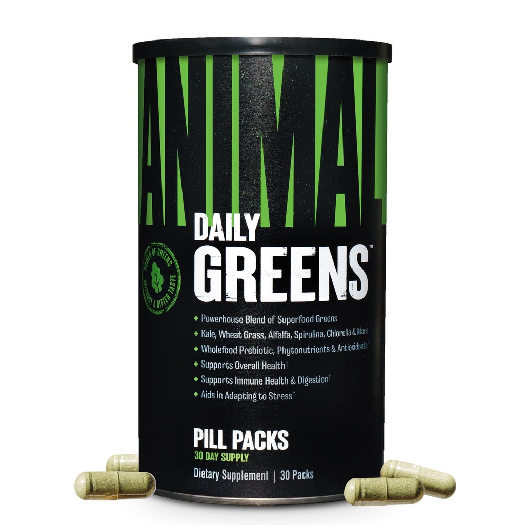 Dzīvnieku dienas zaļās tabletes - Kale, kviešu zāle, Alfalfa & More - ērta prebiotika un probiotika Superfood Blend for Superior Digestion, Gut Health, un Immunity vīriešiem un sievietēm - 30 dienu piegādes