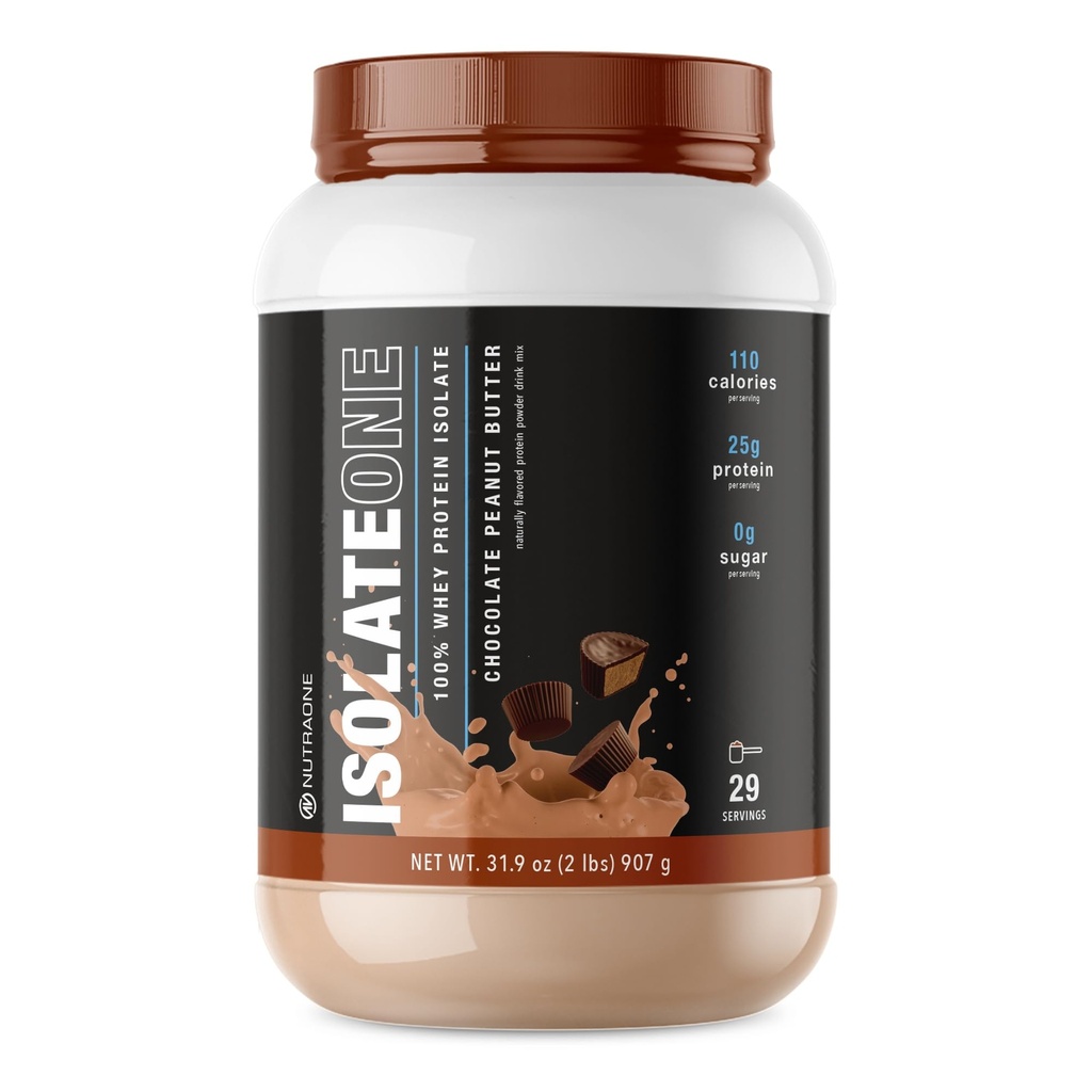 NutraOne IsolateOne Whey Izolate Protein Pulveris 100% Pure Whey Izolate pulveris (šokolāde Peanut sviests - 29 Servē)