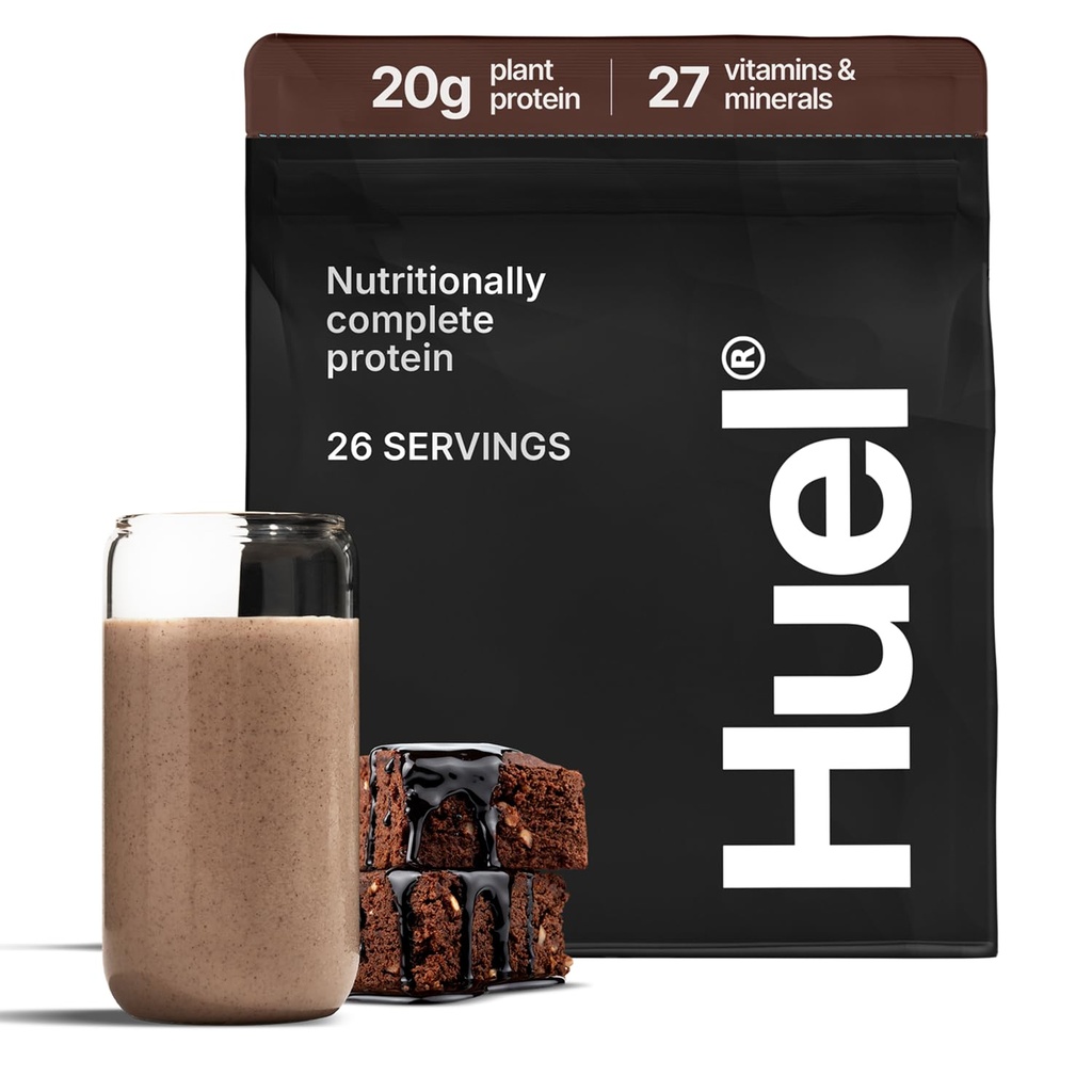 Huel Vegan Protein Powder -- Chocolate Fudge Brownie - Complete Nutrition - 20g Protein Powder -- 100% Plant-Based -- 27 Vitamīni un minerālvielas, bez lipekļa, bez GMO, bez laktozes - 26 Servējumi