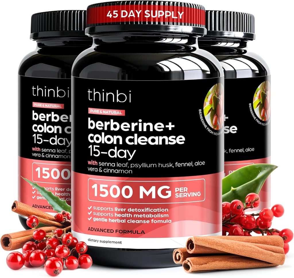 Kolonnas tīrīt berberīns Papildinājums 1500mg - 3 Iepakojums - 15 dienu Extra spēks vīriešiem un sievietēm w/Senna Leaf, Ātri darbojas dabas Laxative aizcietējuma atvieglošanai, Gut Health -Ražots ASV
