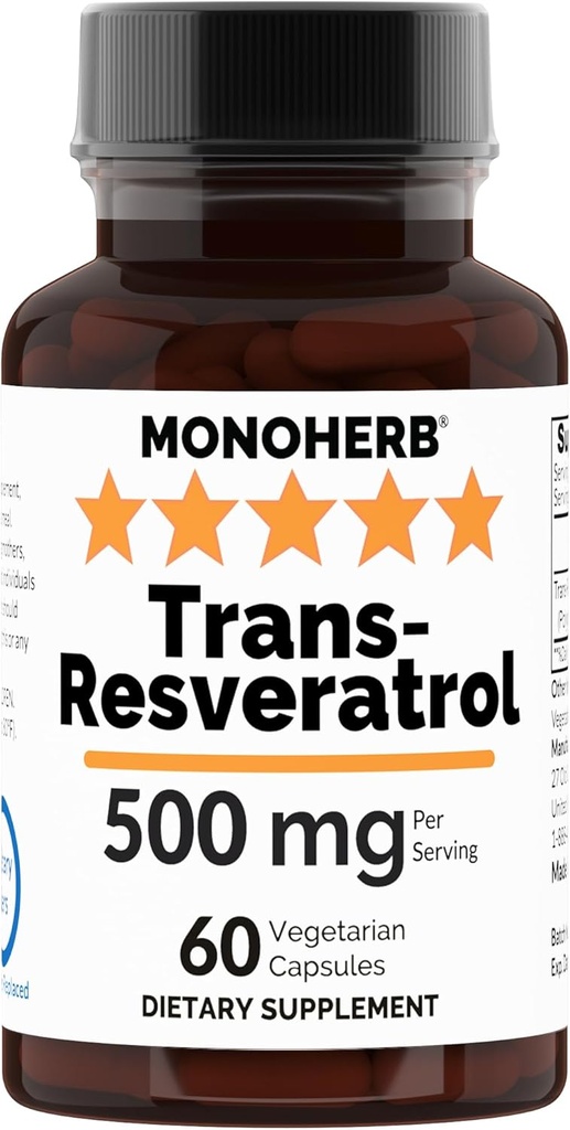 Trans Resveratrol 500 mg - 60 Veg kapsulas     - 250 mg katrā kapsulā - 2. izmēra kapsulas: 500 mg - 30 Pasniedzieni