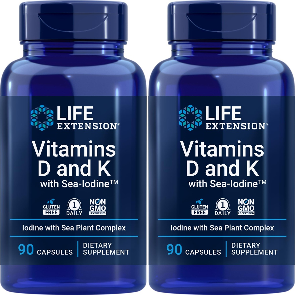 D un K vitamīni ar jūras jodu, 90 kapsulas