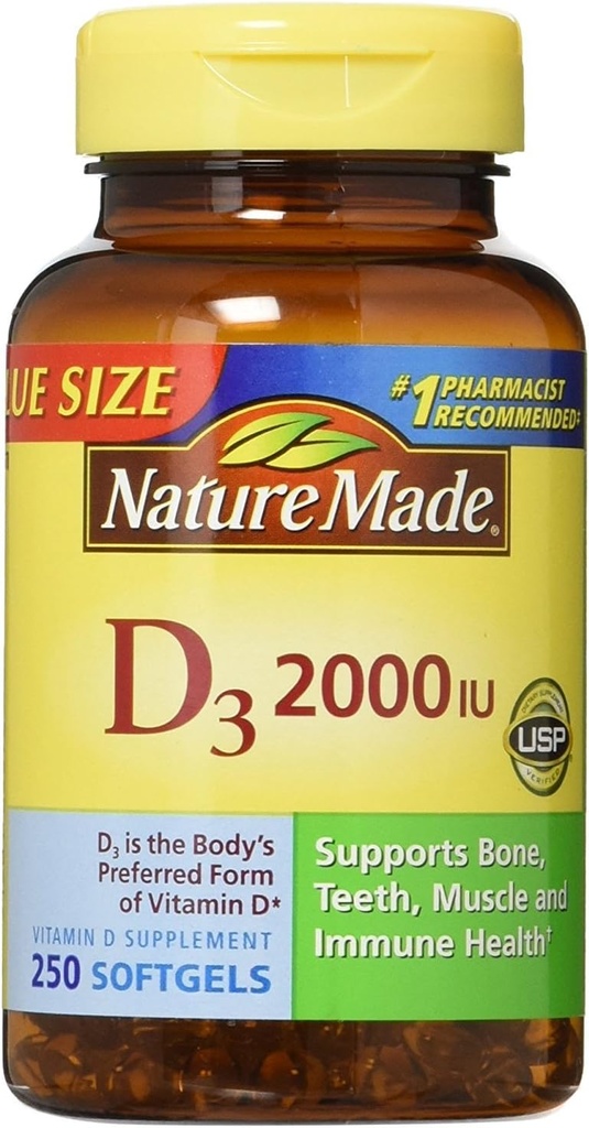 Nm Vit D 2000iu izmērs 250ct Daba Ražots vitamīns D 2000iu 250ct