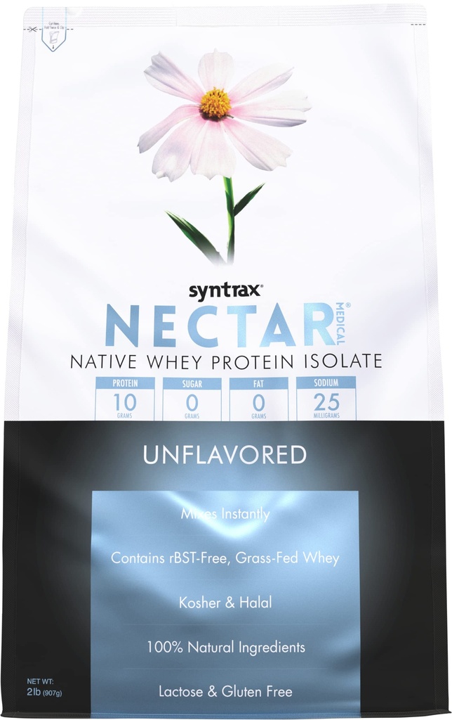 Syntrax Nutrition Nectar Medical, visas dabiskās sūkalu olbaltumvielas izolāts, neflavored, 2 mārciņas. (2 mārciņa, Neflavored)
