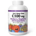 Dabiskie faktori Kids košļājamā C vitamīns 500 mg, atbalsta Imūnās veselības, kaulu, zobu un gums, melleņu, aveņu un Boysenberry, 180 Wafers