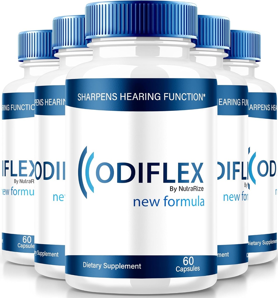 NutraRize (5 Pack) Odiflex kapsulas, Premium Ausu veselības formula, All-Natural papildinājums, lai aizsargātu iekšējo ausu, oficiālās dzirdes atbalsta tabletes, Odi Flex Atsauksmes (300 kapsulas)