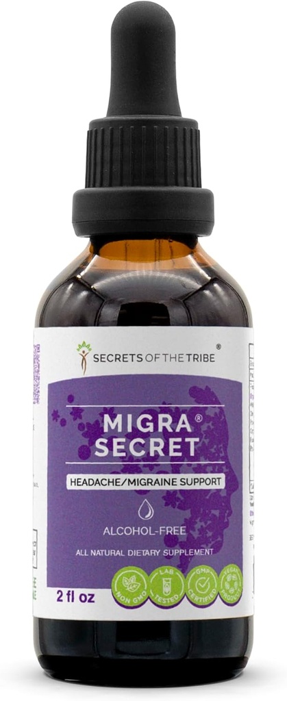 Tribe noslēpumi - Migra Secret, Galvassāpes / Migraine Support, Herbal Papildinājums Blend Pilieni Alkohola-free šķidruma ekstrakts (2 fl oz)