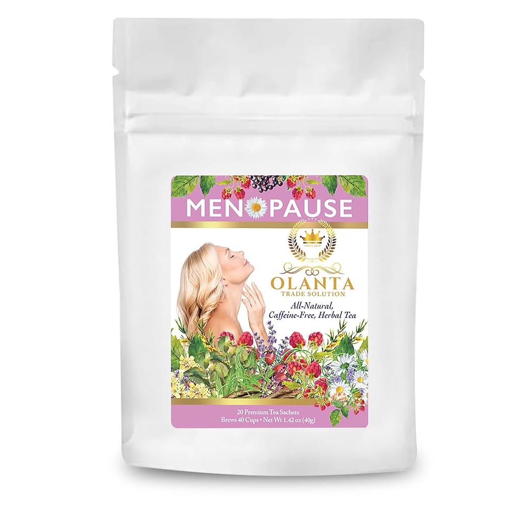 PREMIUM MENOPAUSE ATBALSTS TEA - nakts sviedriem, imūnsistēmas pastiprinātājam, dabīga karstai zibspuldzei, Ašvagandai, citronzālei, Rooibos - 20 Premium tējas maisiņiem