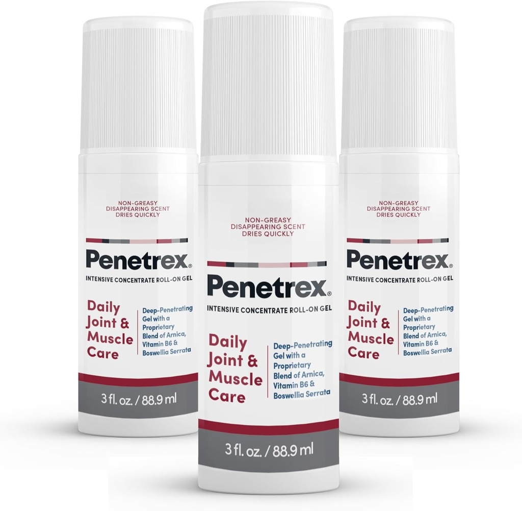 Penetrex locītavu un muskuļu terapija - Gels mitrināšanai uz muguras, kaklā, rokās, kājās - Premium Viss ķermenis Rub ar Arnica, vitamīns B6 un MSM - 3oz Roll On Gel (3- Iepakojums)