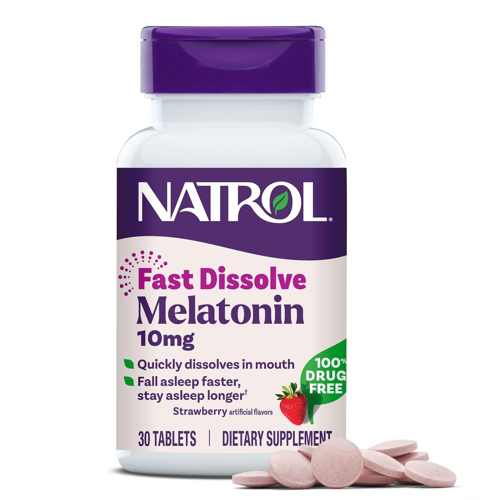 Natrol ātra Melatonīna 10 mg šķīdināšana, Miega atbalsts pieaugušajiem