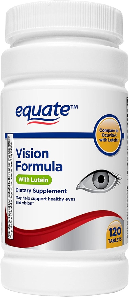 Equate - Vīzijas formula ar luteīnu, acu veselību Vitamīnu un minerālu papildinājums, 120 tabletes ar Equate