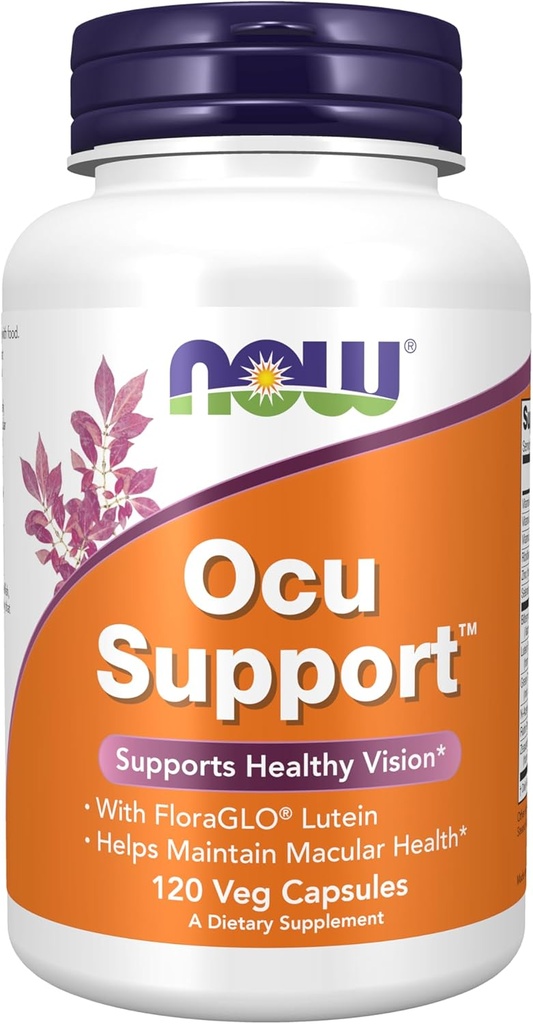 NOW pārtikas piedevas, Ocu SupportTM ar FloraGLO® luteīnu, kopā ar vitamīniem A, C un E, 120 Veg kapsulas