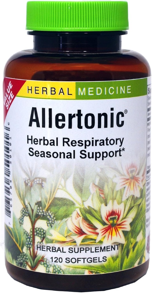 Herbs Etc. Alertonic - Veselīgs Elpošanas atbalsts - Herbal Blend to Award Against Season Discomfort - Plaušu un elpošanas veselības atbalsts ar Stinging Nettle - 120 Softgels (120 Servē)