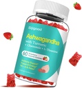 Ashwagandha Gummies with L-teanine, Ashwa Root Papildinājums Gummy sievietēm vīriešiem, 60 zemeņu Aromatizēti Gumijas